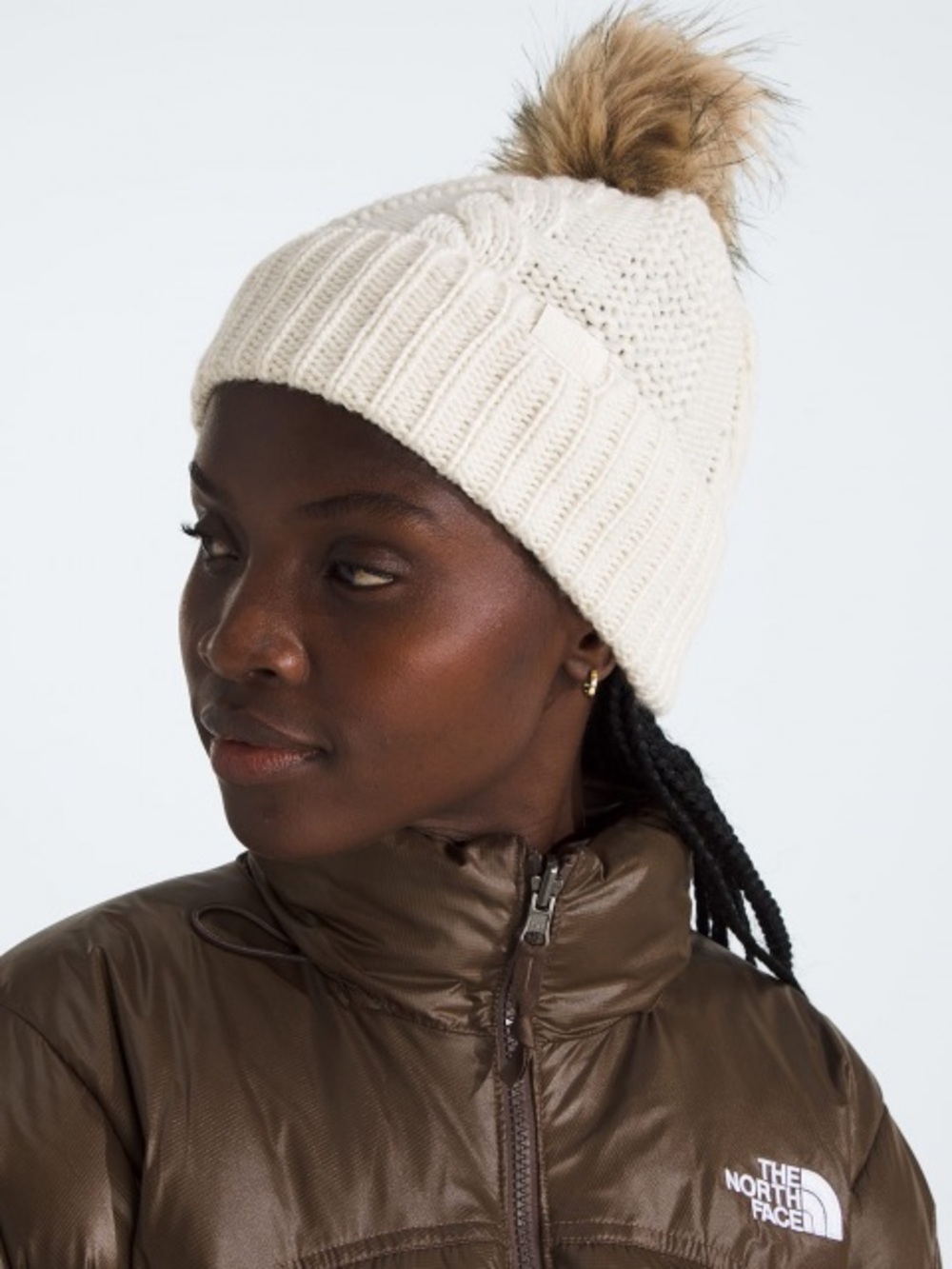 NWT THE NORTH FACE OH MEGA FAUX FUR POM LINED BEANIE